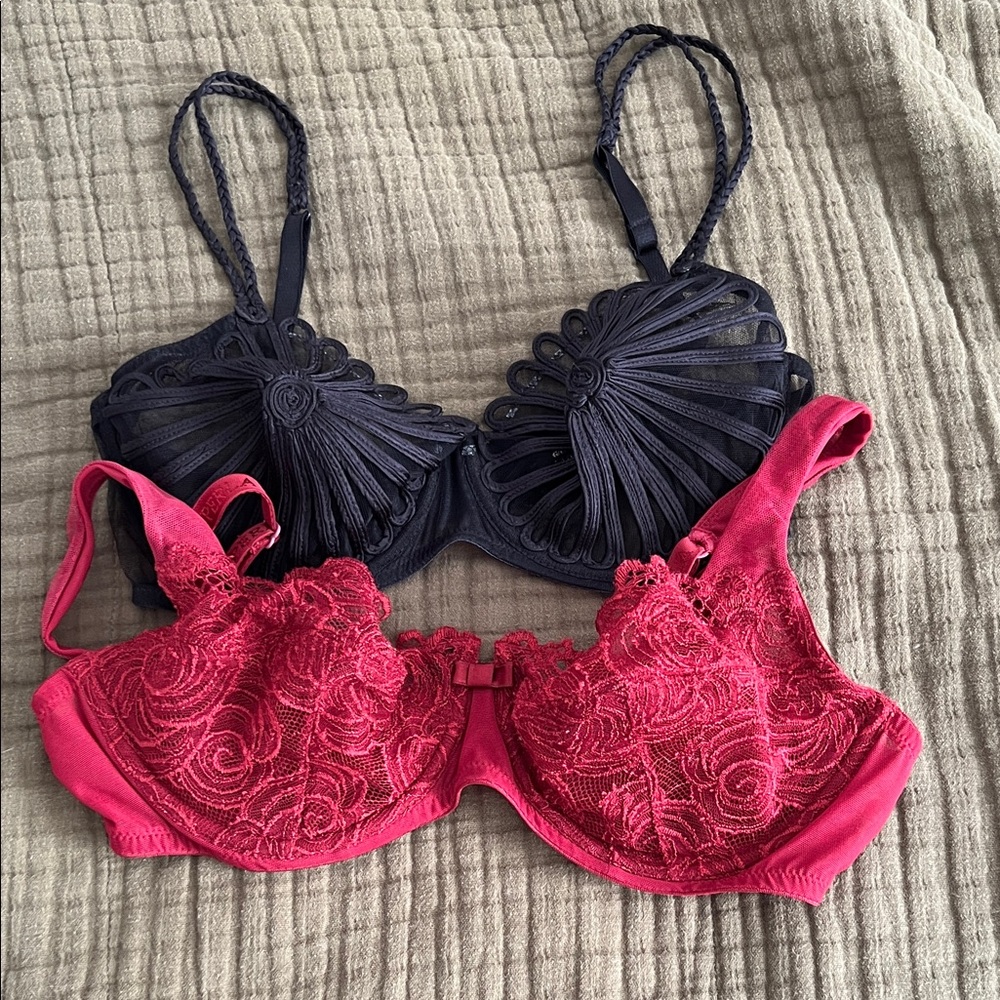La Perla Black and Red Lace Bras